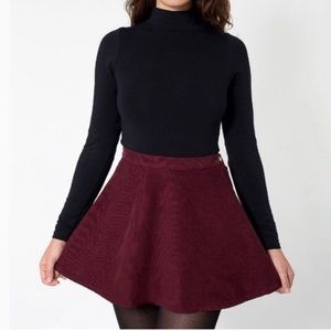 Dark Red American Apparel Corduroy Circle Skirt
